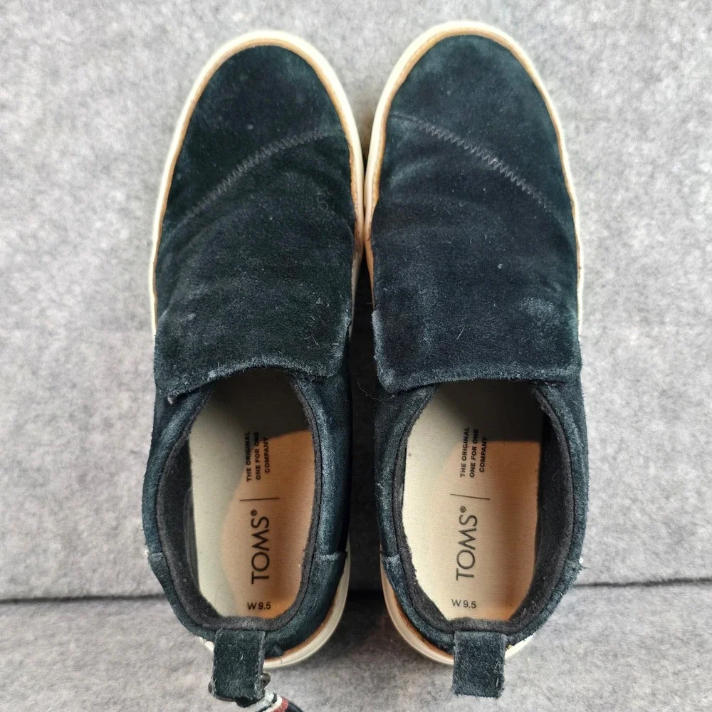TOMS Zuma Womens 9.5 Black Suede Mid Top Slip On Sneaker Platform Boots 10012401
